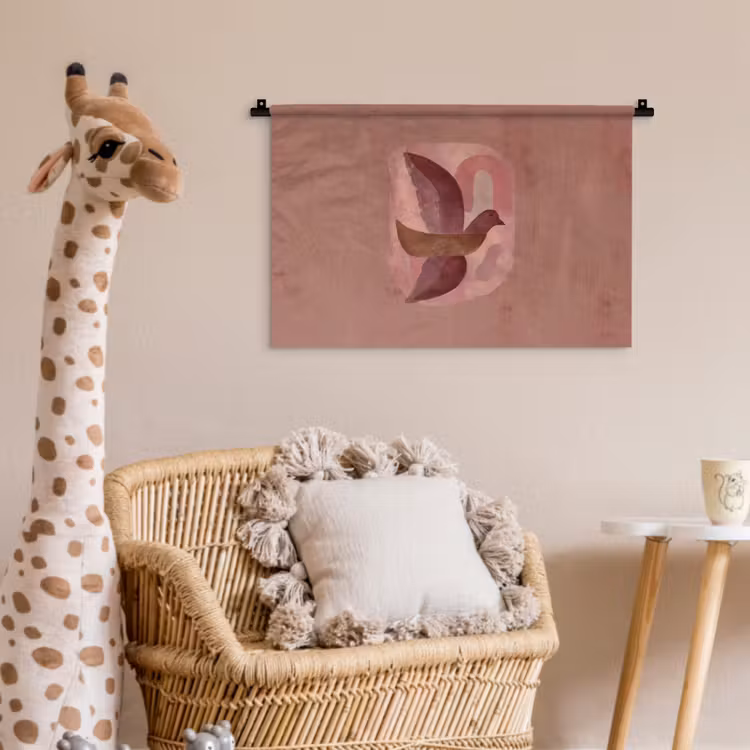 Wandkleed - Illustratie - Vogels - Abstract - Roze — 5