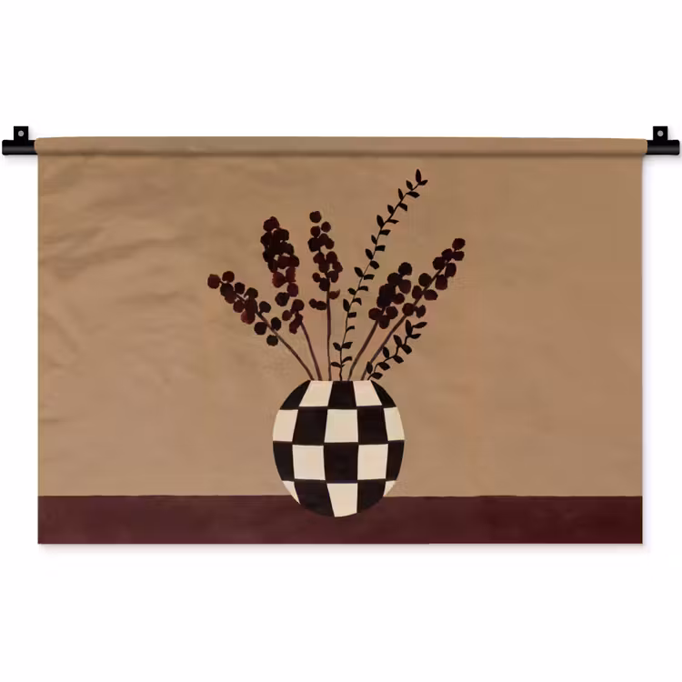 Wandkleed - Minimalistisch - Vaas - Bloemen - Bruin — 1
