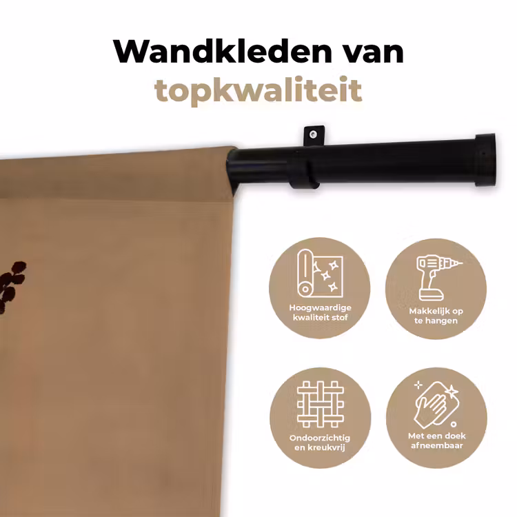 Wandkleed - Minimalistisch - Vaas - Bloemen - Bruin — 3