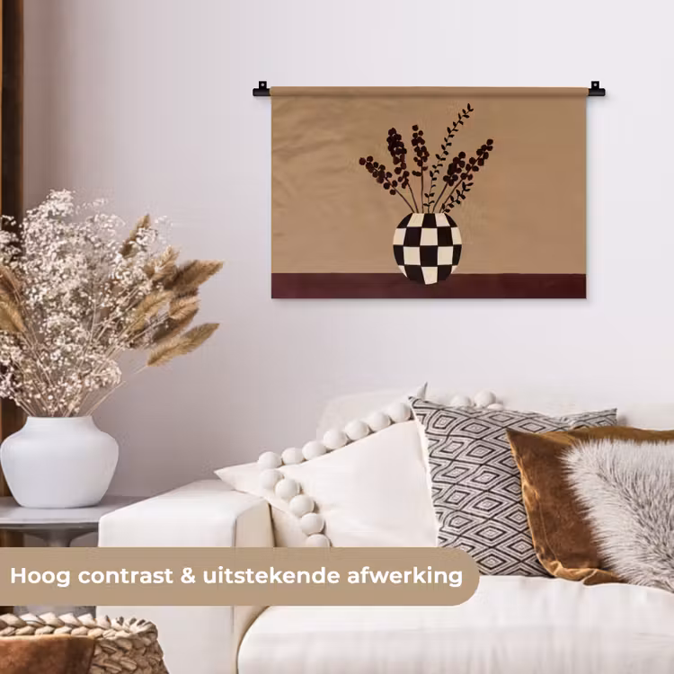 Wandkleed - Minimalistisch - Vaas - Bloemen - Bruin — 4