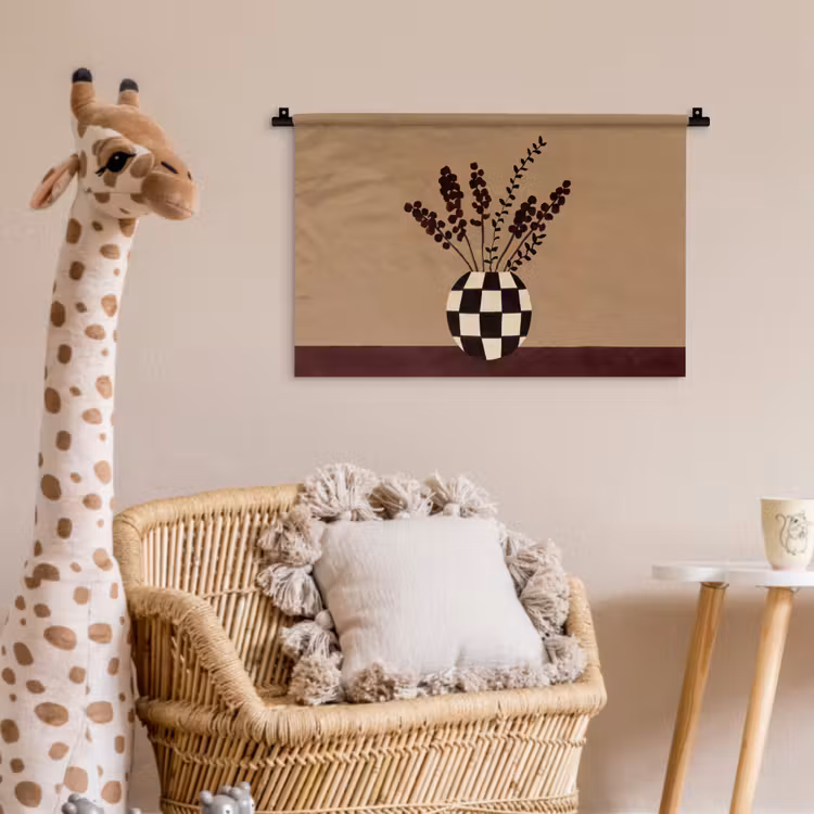 Wandkleed - Minimalistisch - Vaas - Bloemen - Bruin — 5