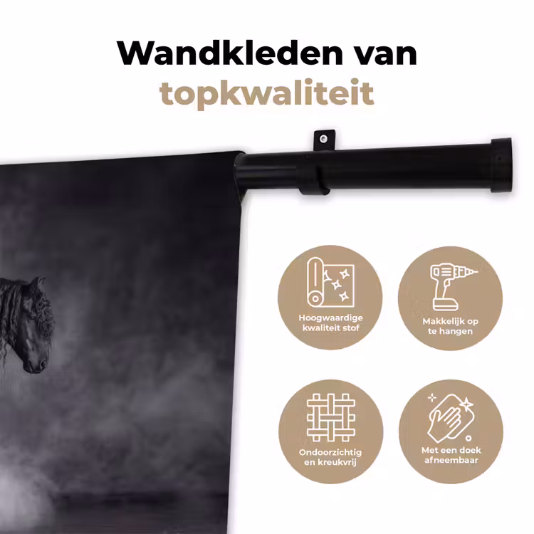 Wandkleed - Paard - Magisch - Zwart — 3