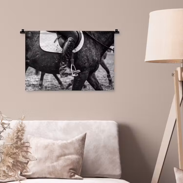 Wandkleed - Paard - Sport - Zwart - Wit — 2