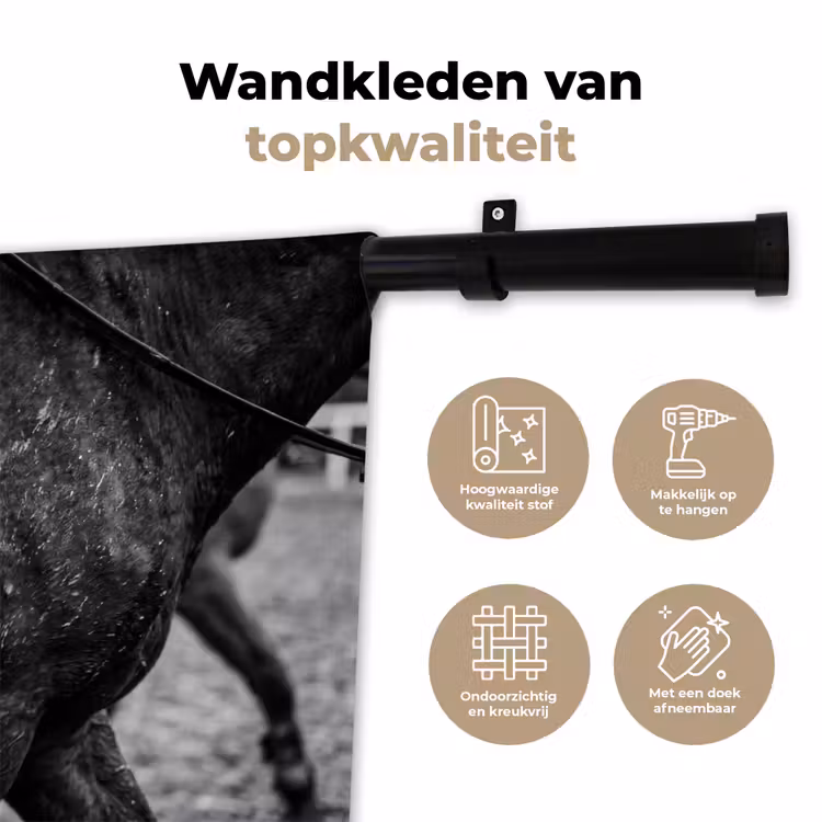 Wandkleed - Paard - Sport - Zwart - Wit — 3