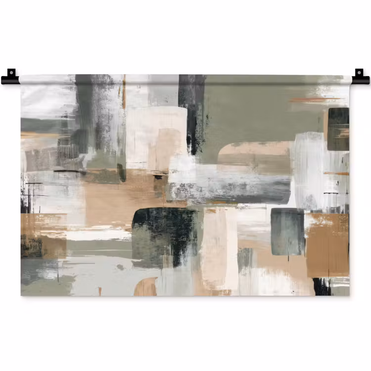 Wandkleed - Penseelstreken - Abstract - Aardetinten — 1