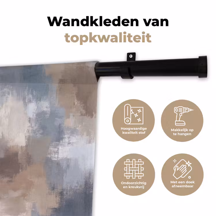 Wandkleed - Penseelstreken - Schilderij - Beige — 3