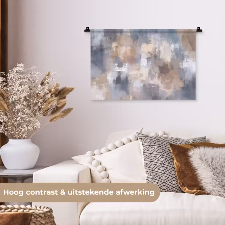 Wandkleed - Penseelstreken - Schilderij - Beige — 4