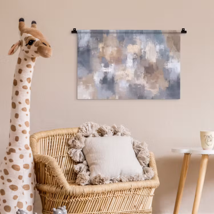 Wandkleed - Penseelstreken - Schilderij - Beige — 5