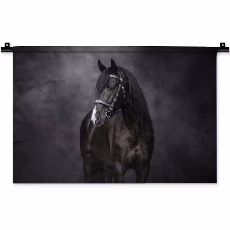 Wandkleed - Portret - Paard - Zwart — 1