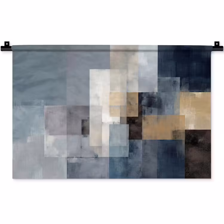 Wandkleed - Rechthoeken - Abstract - Blauw — 1