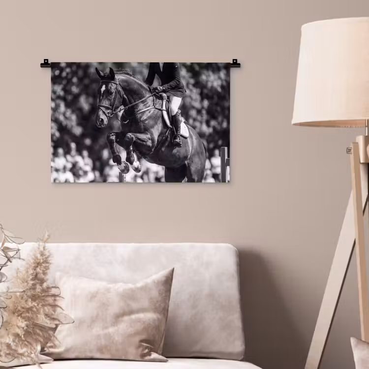 Wandkleed - Springen - Paard - Zwart - Wit — 2