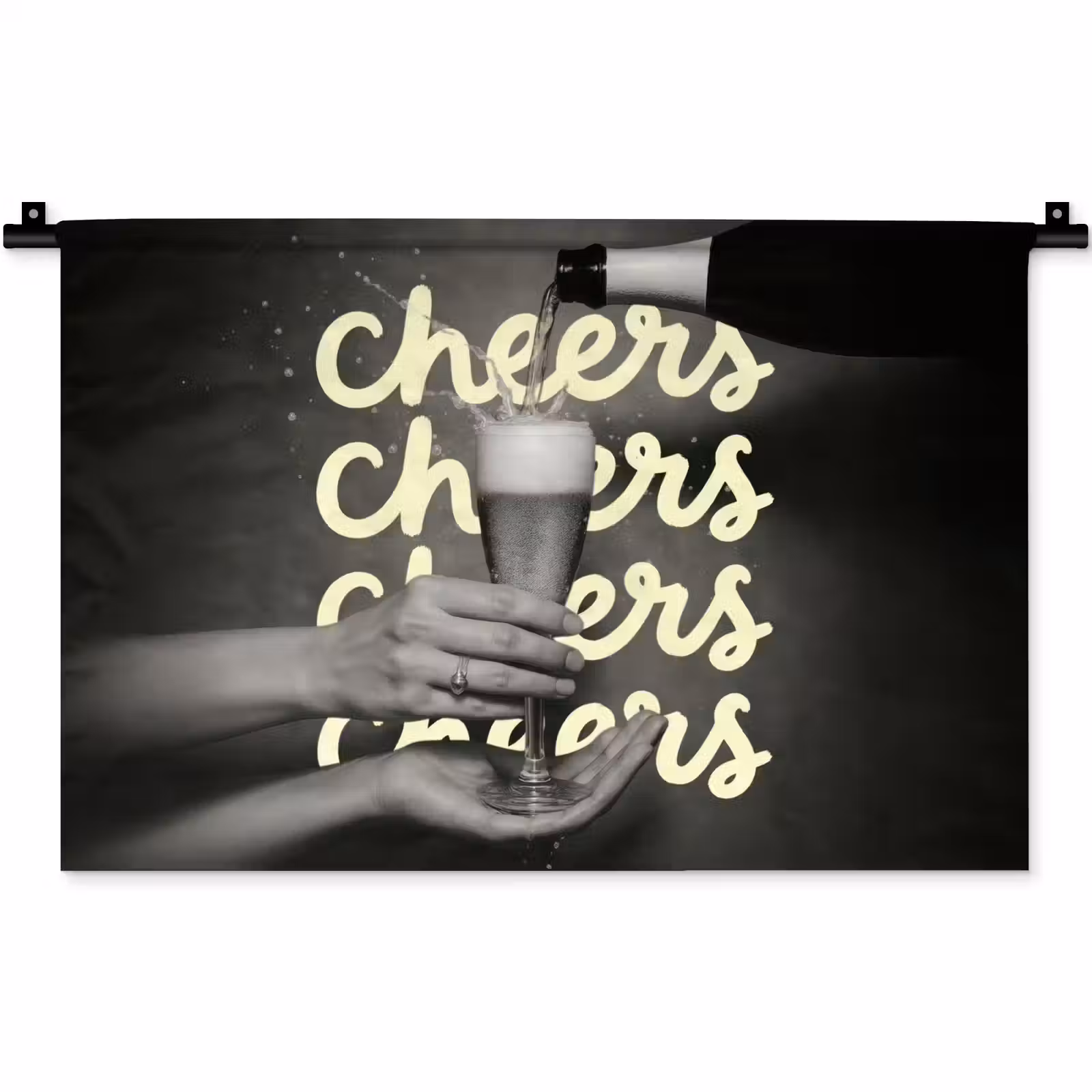 Wandkleed - Cheers - Wijn - Zwart - Wit — 1