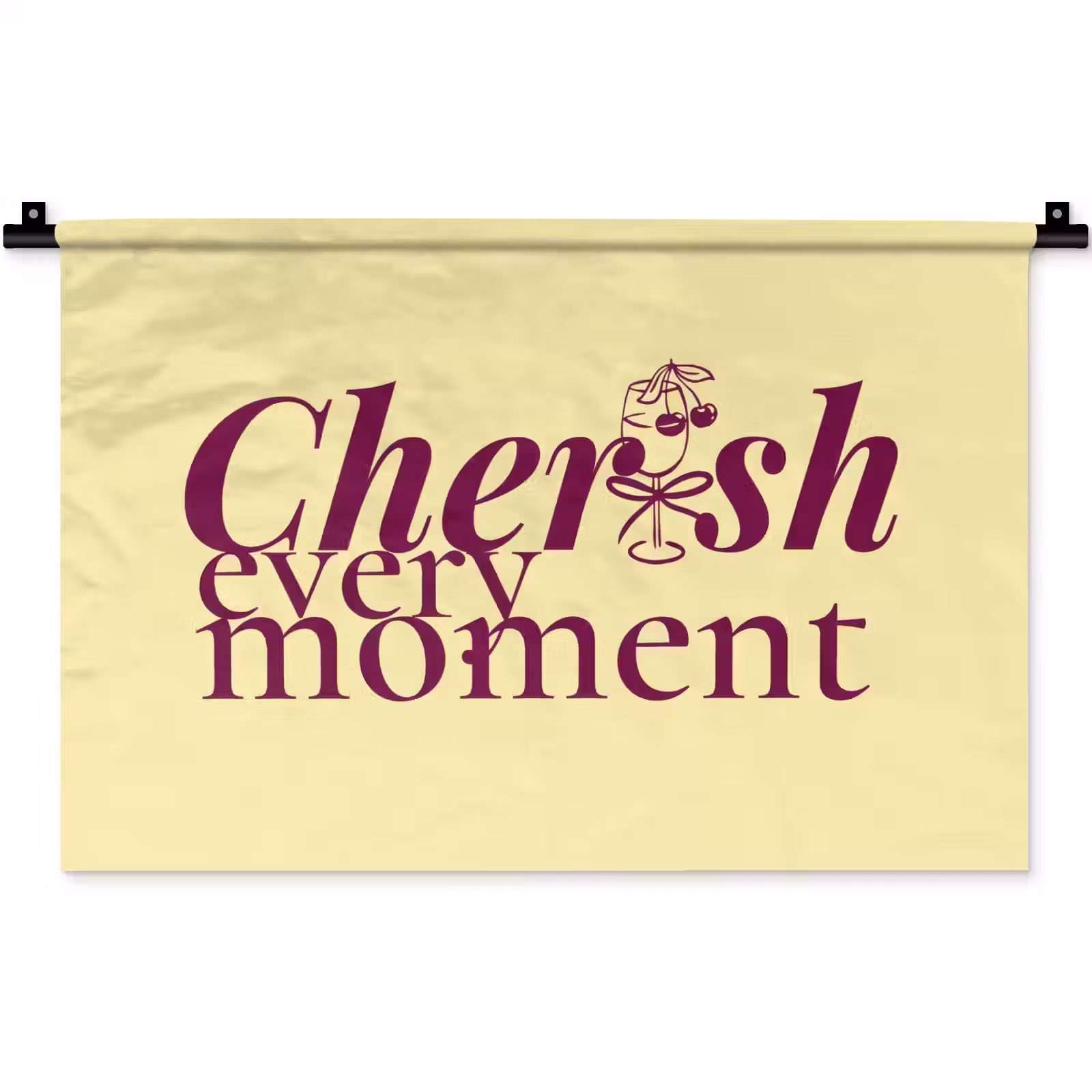 Wandkleed - Cherish every moment - Cocktailglas - Geel — 1