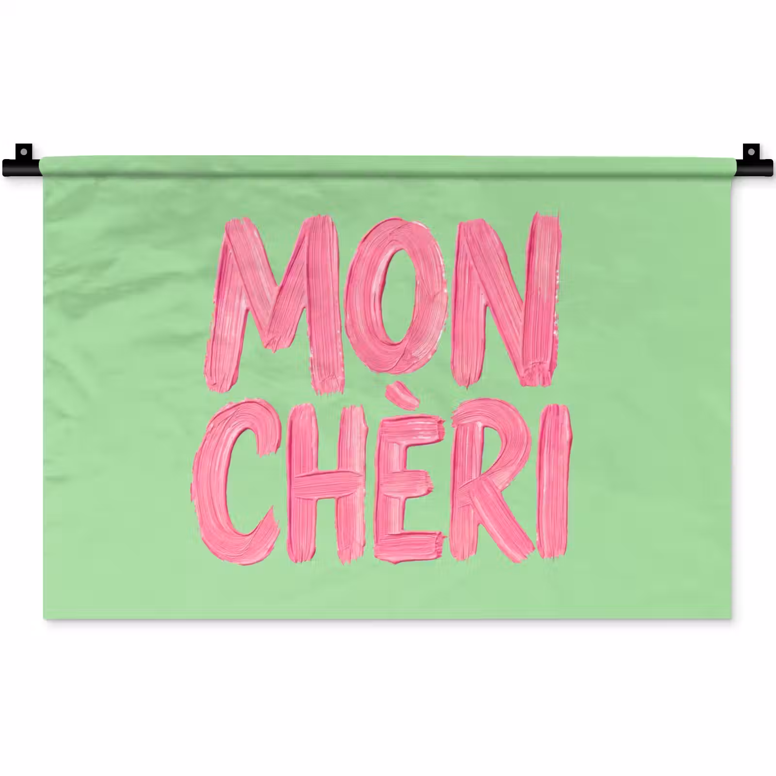 Wandkleed - Mon cheri - Groen - Roze — 1
