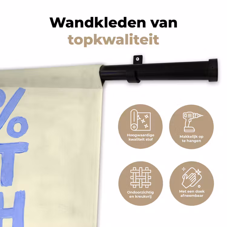 Wandkleed - 100% that bitch - Blauw - Wit — 3
