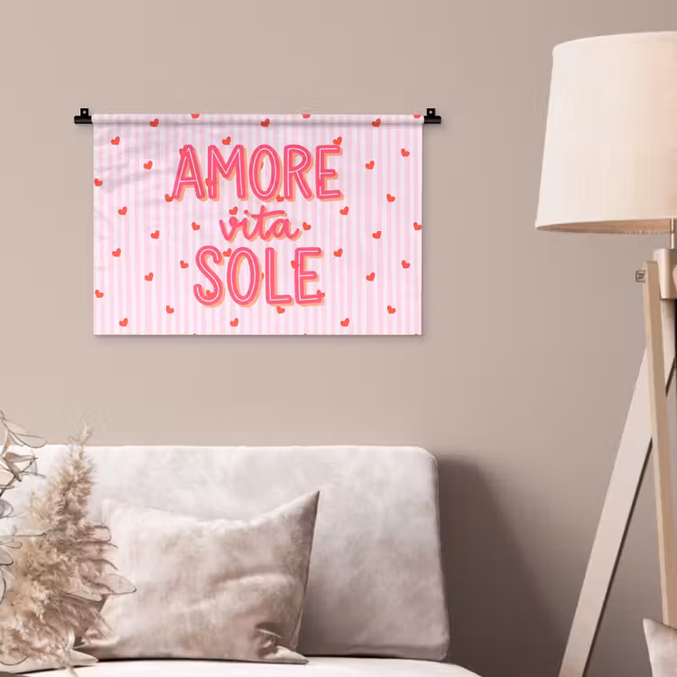 Wandkleed - Amore vita sole - Roze - Hartjes — 2