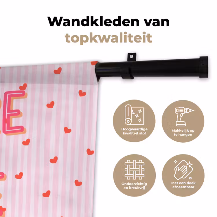 Wandkleed - Amore vita sole - Roze - Hartjes — 3