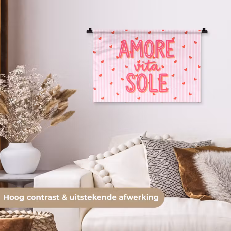 Wandkleed - Amore vita sole - Roze - Hartjes — 4