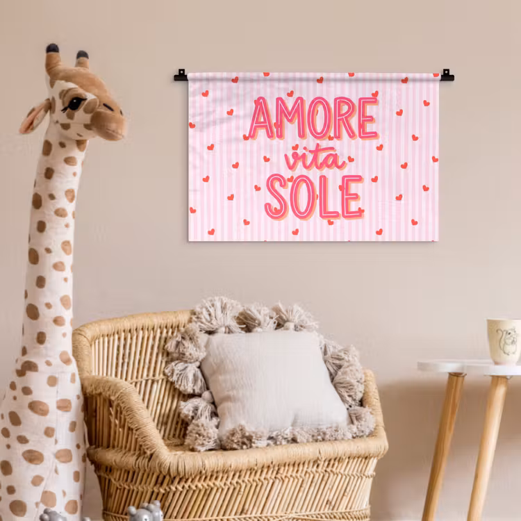 Wandkleed - Amore vita sole - Roze - Hartjes — 5