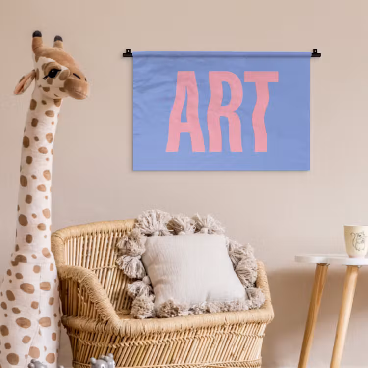 Wandkleed - Art - Roze - Blauw — 5