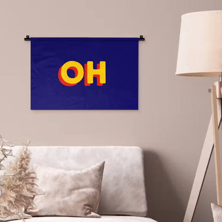 Wandkleed - Blauw - Geel - OH - Schaduw — 2