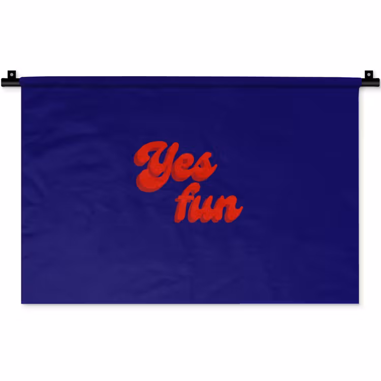 Wandkleed - Blauw - Rood - Yes fun - 3D — 1