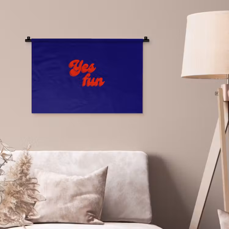 Wandkleed - Blauw - Rood - Yes fun - 3D — 2