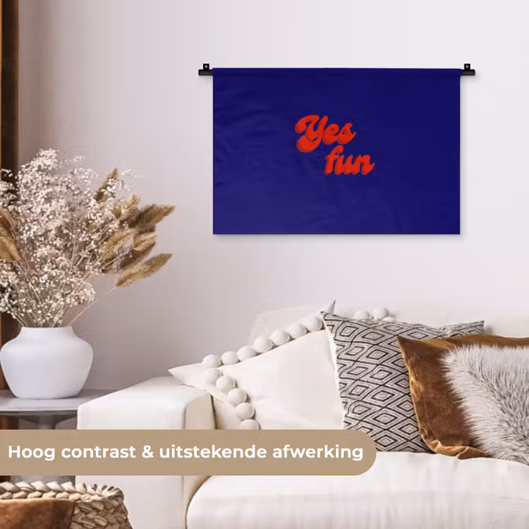 Wandkleed - Blauw - Rood - Yes fun - 3D — 4