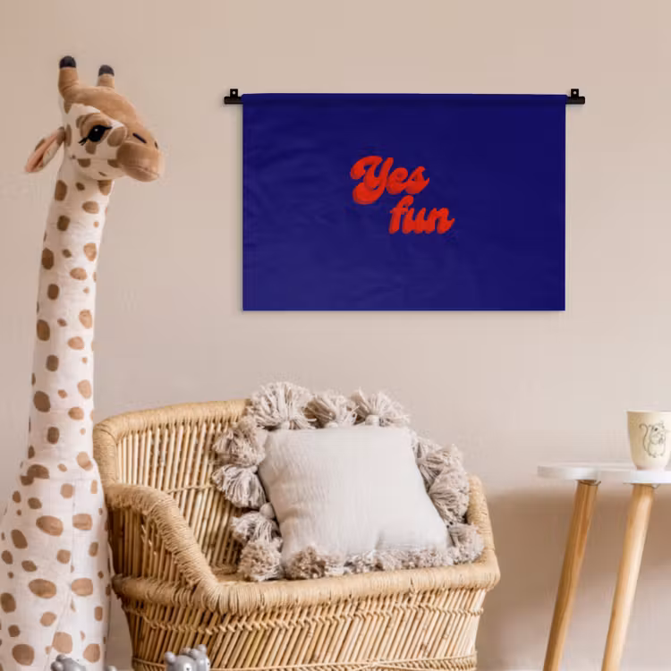 Wandkleed - Blauw - Rood - Yes fun - 3D — 5