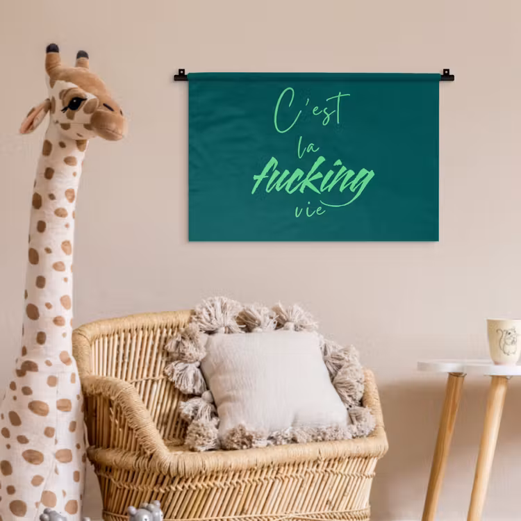 Wandkleed - c'est la fucking vie - Groen - Handgeschreven — 5