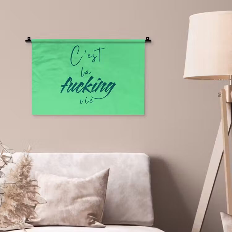 Wandkleed - c'est la fucking vie - Groen - Penseelstijl — 2