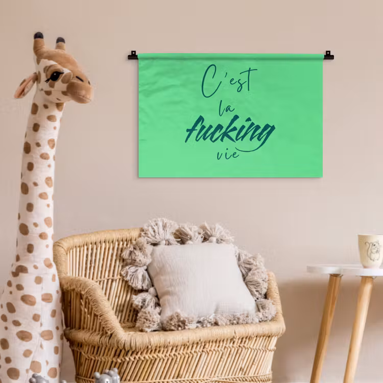Wandkleed - c'est la fucking vie - Groen - Penseelstijl — 5