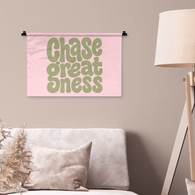 Wandkleed - Chase greatness - Groen - Roze - Retro — 2