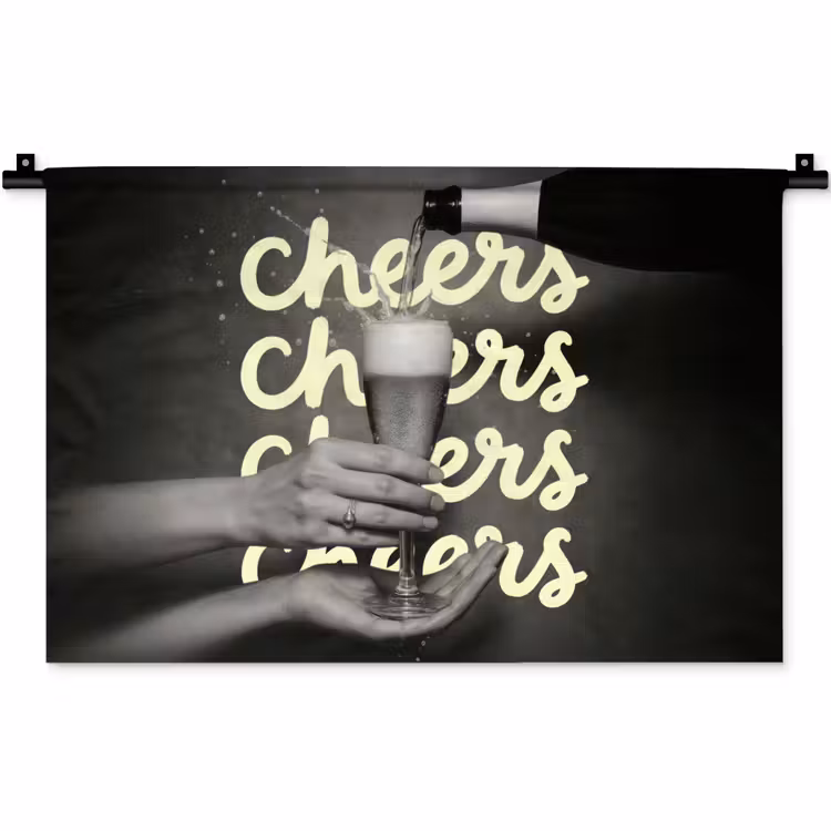 Wandkleed - Cheers - Wijn - Zwart - Wit — 1