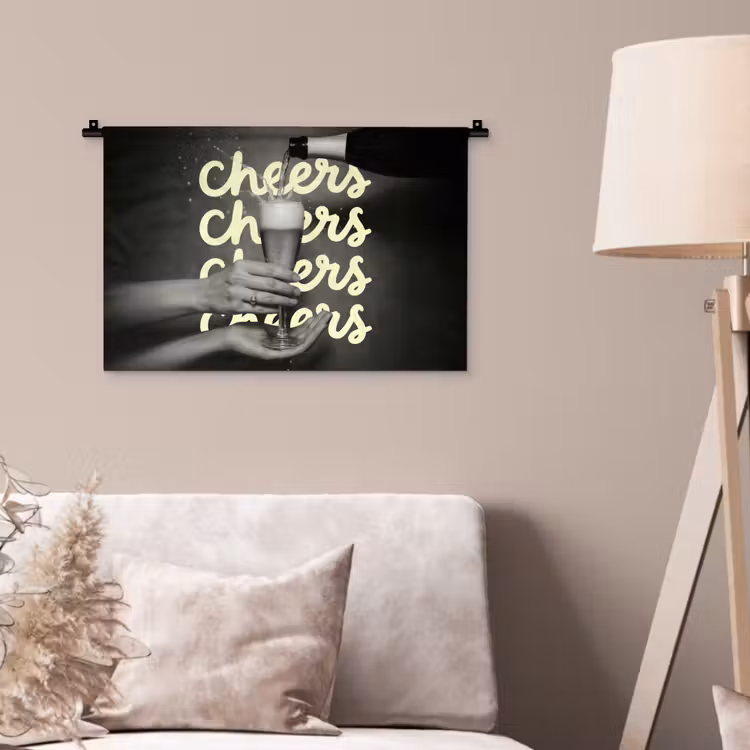 Wandkleed - Cheers - Wijn - Zwart - Wit — 2