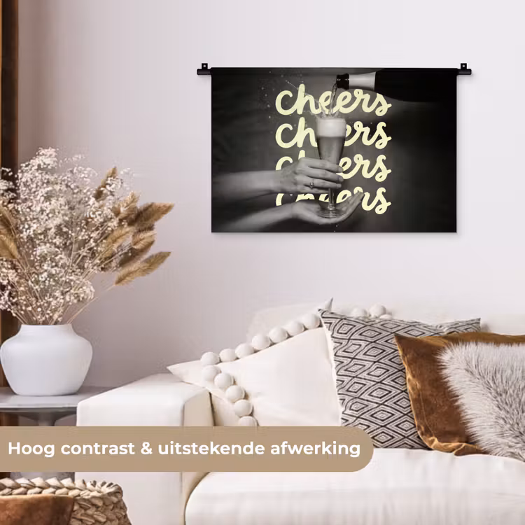 Wandkleed - Cheers - Wijn - Zwart - Wit — 4