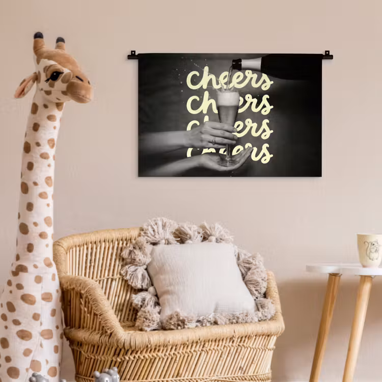 Wandkleed - Cheers - Wijn - Zwart - Wit — 5