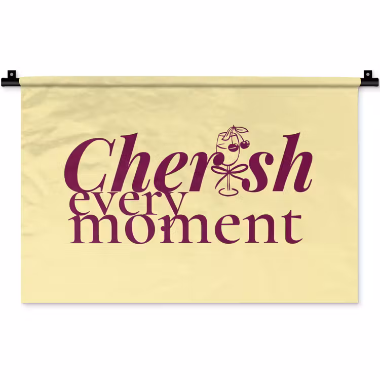Wandkleed - Cherish every moment - Cocktailglas - Geel — 1