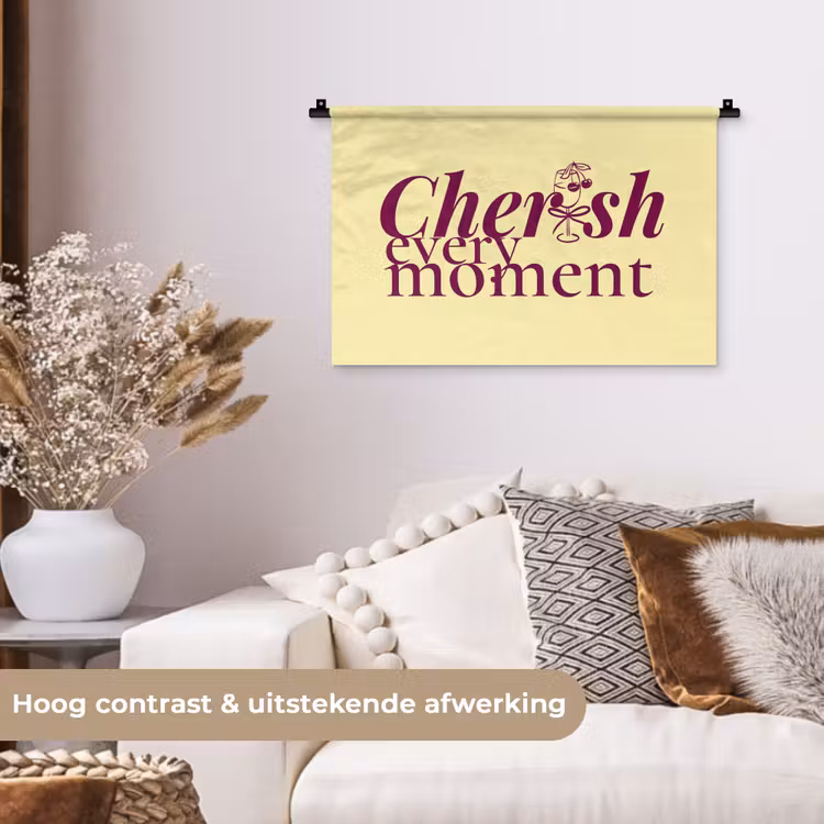 Wandkleed - Cherish every moment - Cocktailglas - Geel — 4