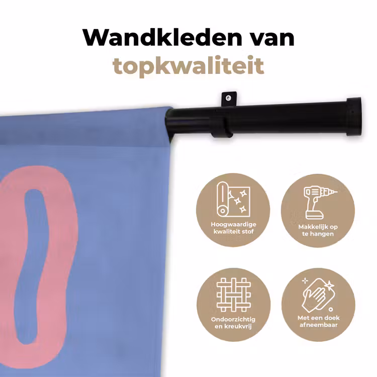 Wandkleed - Ciao - Roze - Blauw - Golvend — 3