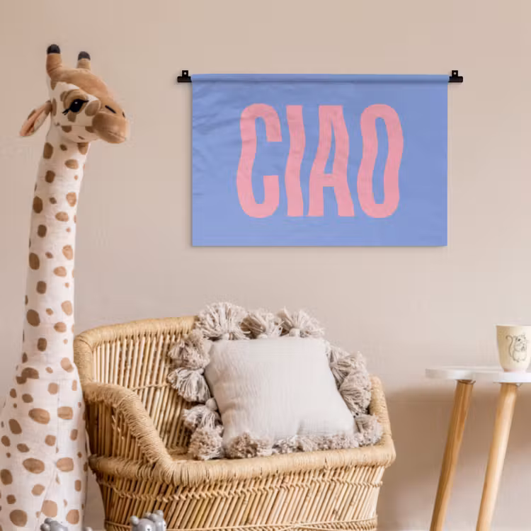 Wandkleed - Ciao - Roze - Blauw - Golvend — 5