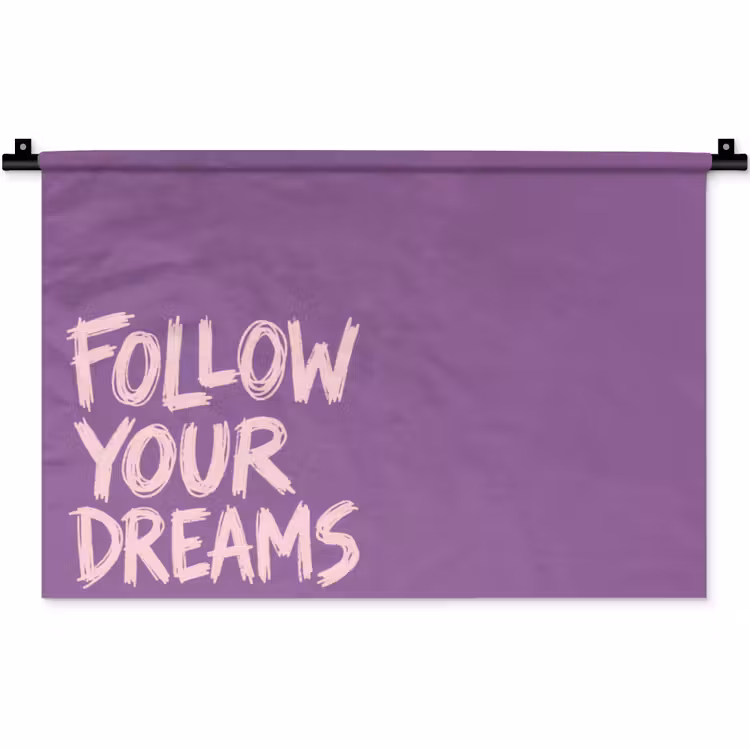 Wandkleed - Follow your dreams - Paars - Penseeltextuur — 1