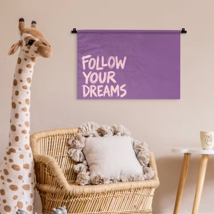 Wandkleed - Follow your dreams - Paars - Penseeltextuur — 5