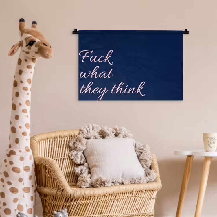 Wandkleed - Fuck what they think - Blauw - Cursief — 5