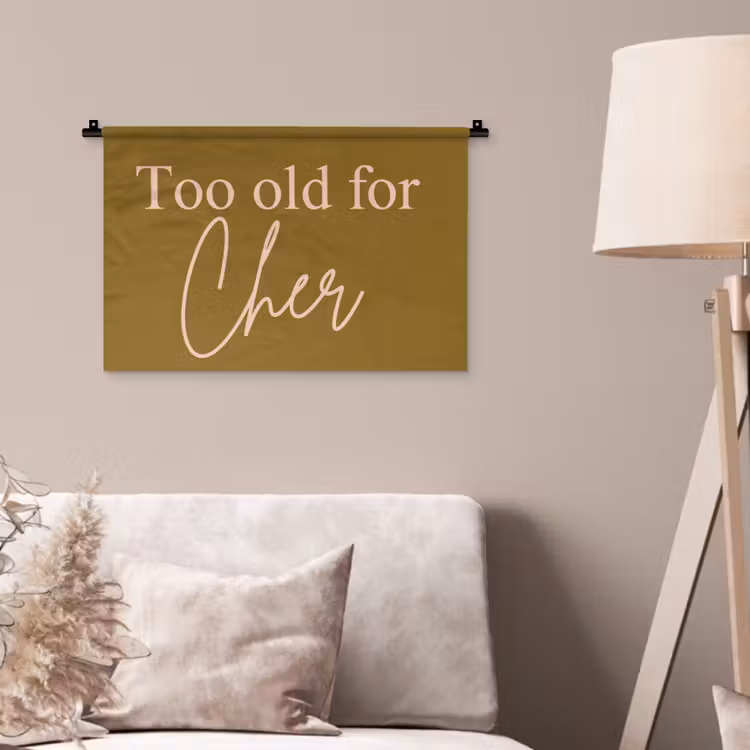 Wandkleed - Groen - Too old for cher - Roze — 2