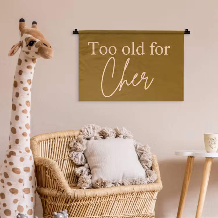 Wandkleed - Groen - Too old for cher - Roze — 5
