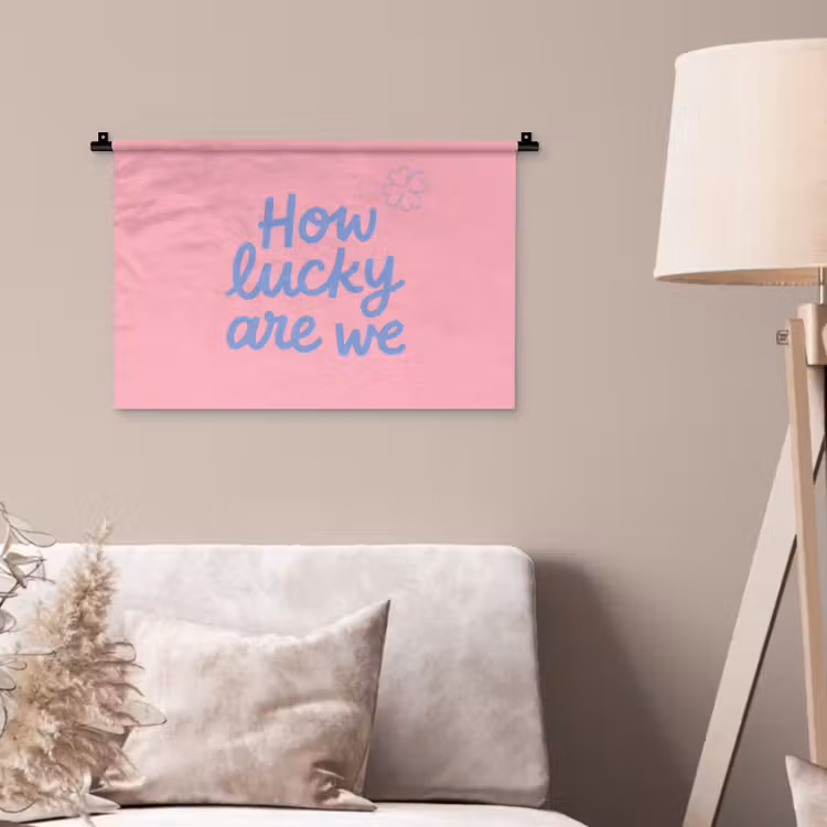 Wandkleed - How lucky are we - Klavervier - Roze - Blauw — 2