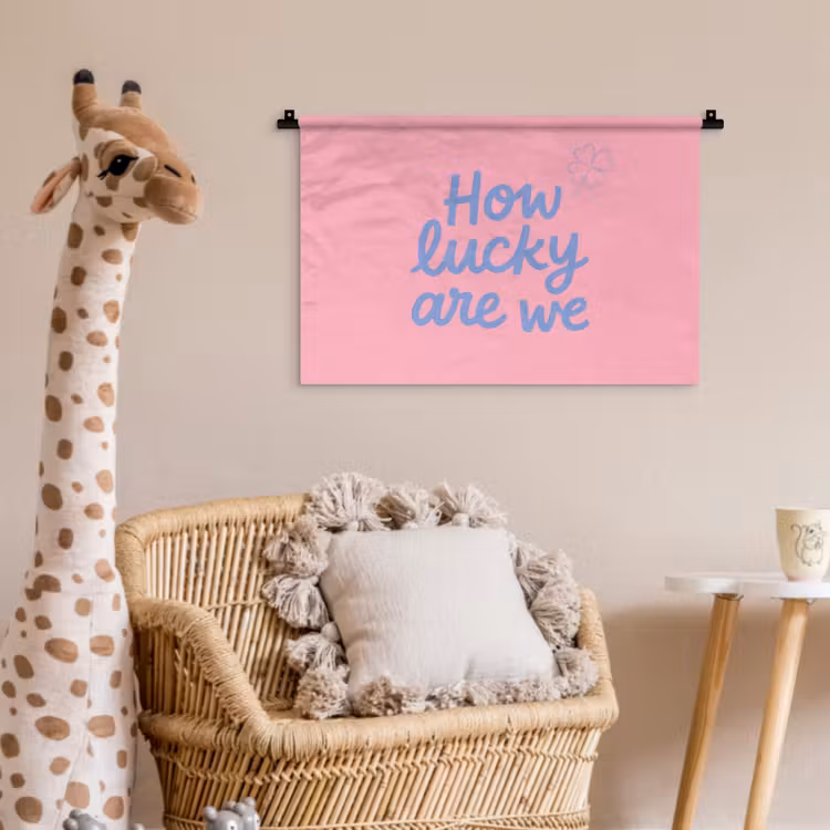 Wandkleed - How lucky are we - Klavervier - Roze - Blauw — 5