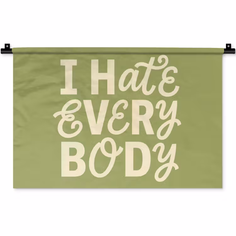 Wandkleed - I hate everybody - Groen - Retro — 1