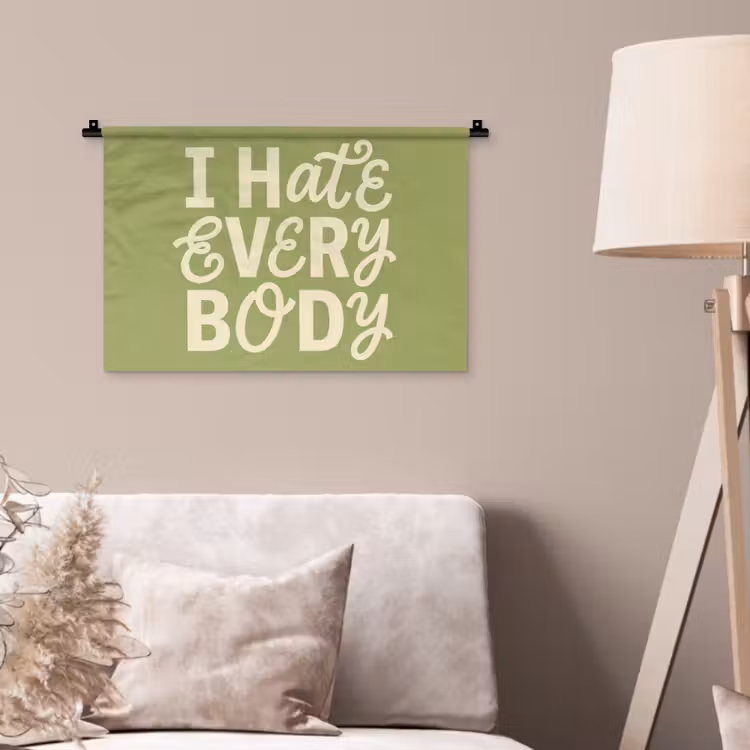 Wandkleed - I hate everybody - Groen - Retro — 2